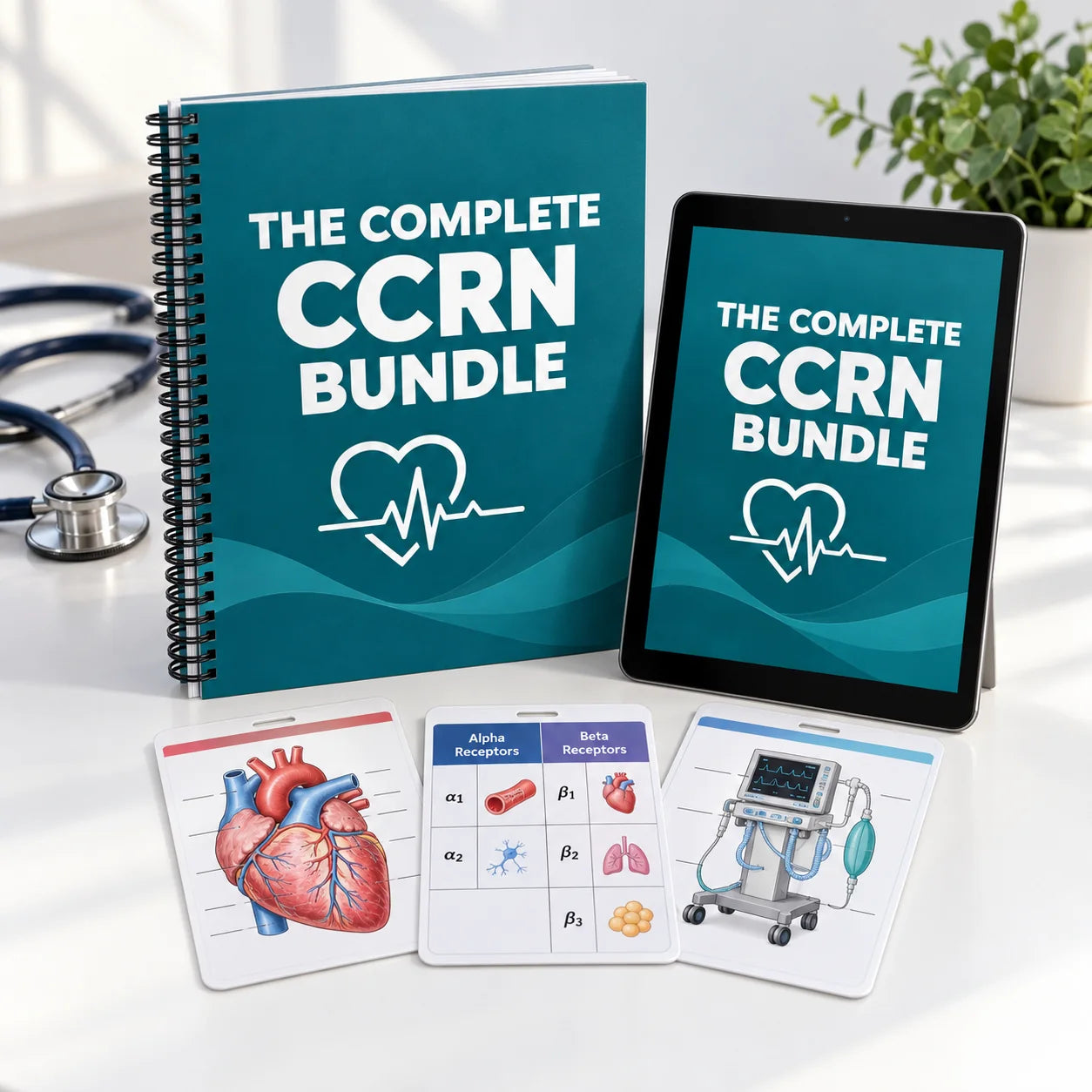iPad, printed pages and badge cards