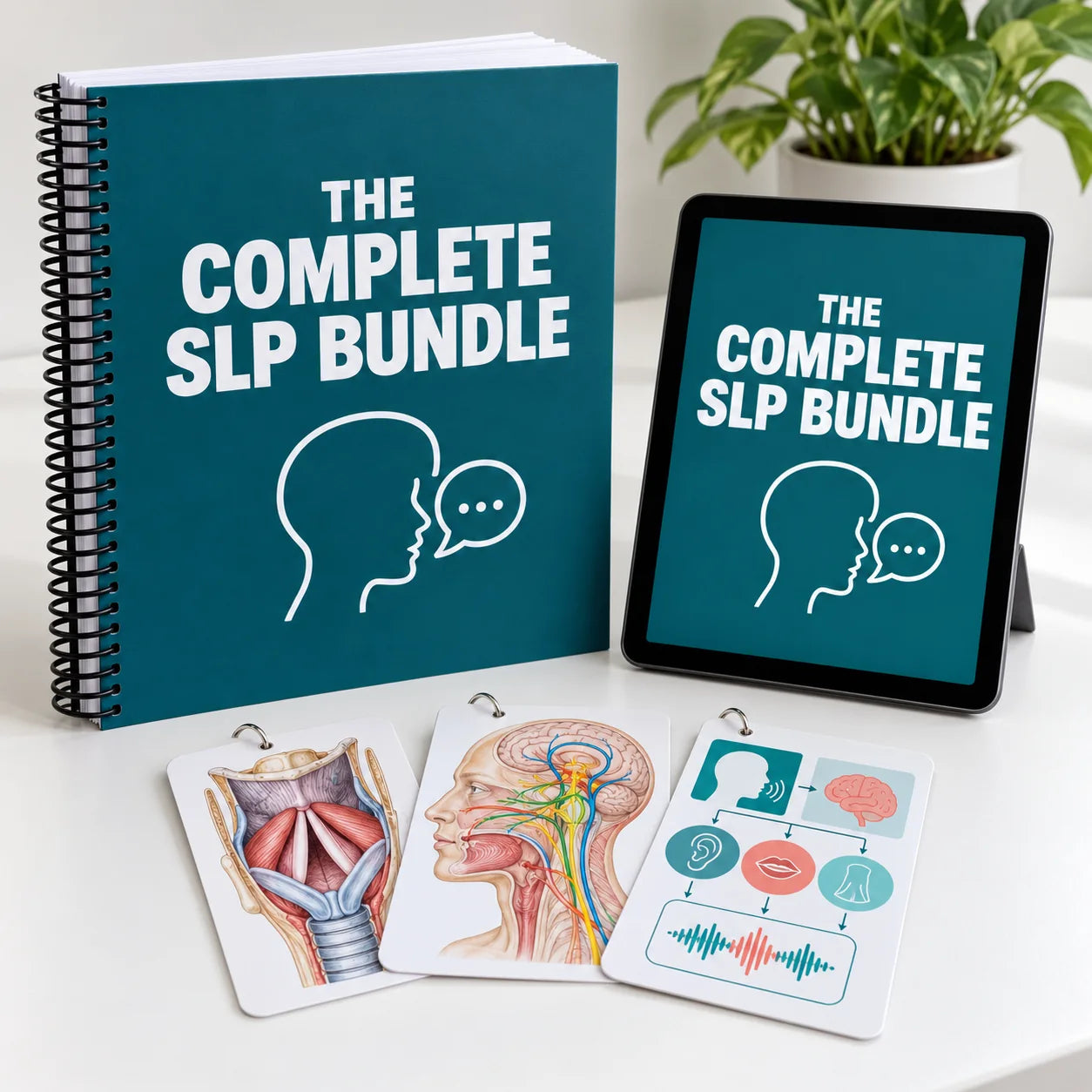 iPad, printed pages and badge cards